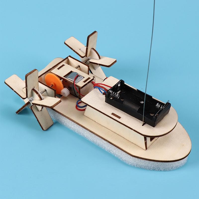 무선 나무 보트 모델 과학 학습 도구, 참신한 차량 원격 제어 보트 DIY 자체 제작